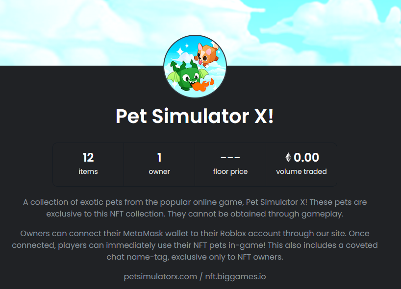 BIG Games on X: Introducing.. Pet Simulator X #NFTs! It's a cool