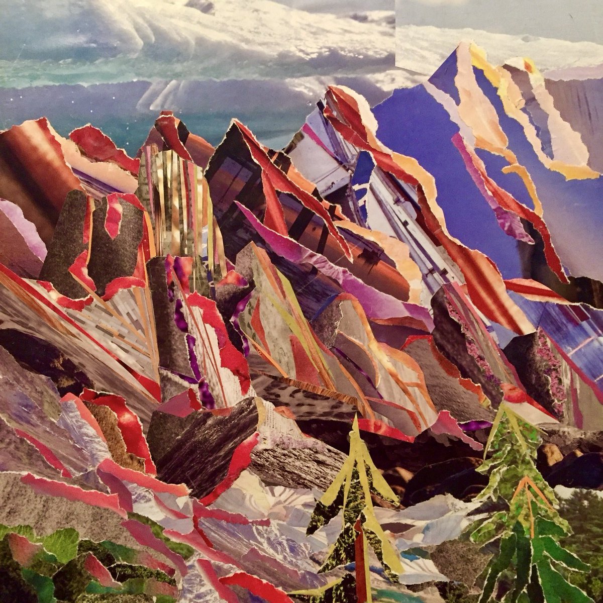 zummie's tweet image. One thing I love talking about on the #Match2022 interview trail is the collage art I make. Much like medical training, each successive work benefits from the lessons of its predecessors. 

This is “Trinity Alps” from 2016. Loose on form but big on color.