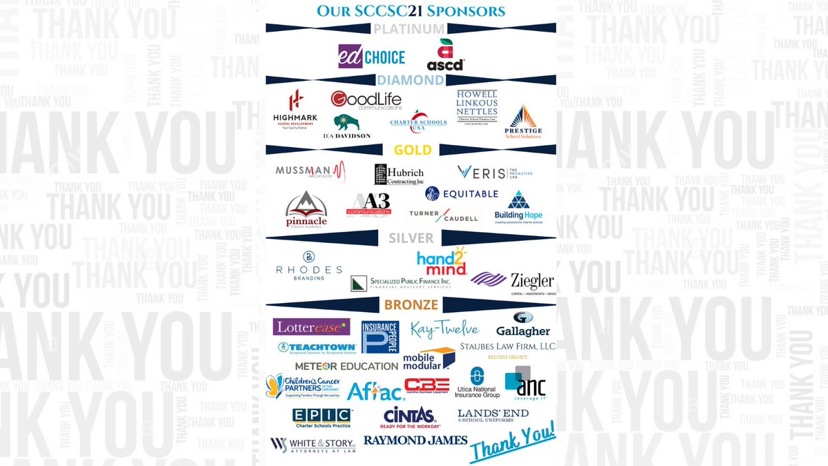 SCCharterSchool's tweet photo. THANK YOU to all of the fabulous sponsors for the upcoming 2021 SC Charter School Conference! This event is not possible without your support. You help provide scholarships for planning groups &amp; the successful development of new schools.
#MyCharterSC #WeArePublicSchools https://t.co/gUzDv6eHt1