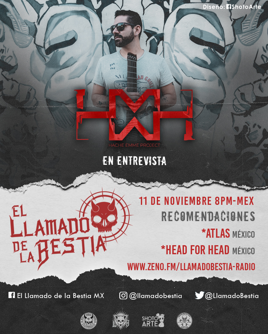 LlamadoBestia's tweet photo. Escucha nuestro programa el próximo jueves 11 de noviembre a las 8pm, tendremos en entrevista a
@HM__Project, en las recomendaciones tendremos a #AtlasMetal y #HeadforHead dos geniales bandas mexicanas, sintinizanos en este link
https://t.co/02RfElfOgV https://t.co/BbKSyJkfDY