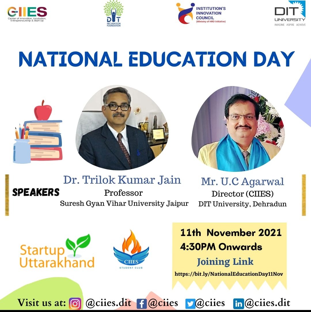 ciies2's tweet photo. Every year since 2008, November 11 is celebrated as education day to commemorate the birth anniversary of Maulana Abul Kalam Azad.

CIIES is glad to organise a session, where topics like impact of National Education Policy on Higher Education Institutions will be discussed. https://t.co/hNAoszTEpO