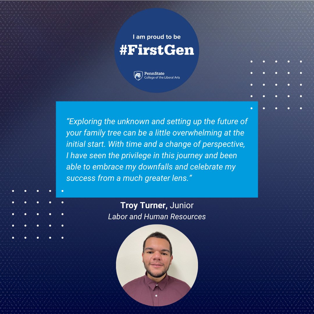 PSULiberalArts's tweet image. We continue to #CelebrateFirstGen with four more 
@PSULiberalArts #PSUFirstGen features:
🔹Kayla Marrero, @PennStateSIP, @PSUBellisario
🔹Troy Turner, @PennStateLER
🔹Jason Griffin, @PSUPsychology doctoral student
🔹Giuli Dussias, professor of Spanish, linguistics, and psychology