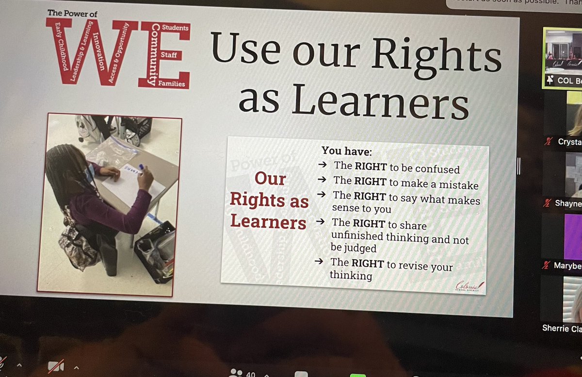 lancour28's tweet photo. @ColonialSDstrct board meeting- sharing the amazing things happening in math, including the use of our Rights as Learners!! So proud of our math dept! #demathchat #powerofwecsd, @MandyMathEd @CKalinecCraig @KalbLorianne @LindoWPHS #mathcsd #mtbos @4everlearning1 @j_csd https://t.co/rKd1cjh52K