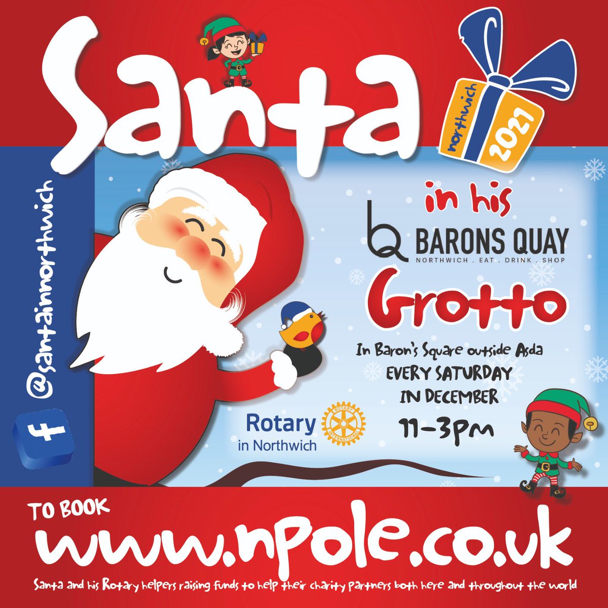 RotaryNorthwich's tweet photo. Ho, ho, ho, Santa’s Elves at Rotary in Northwich have been in touch with Santa at the North Pole and are now sharing their plans for Christmas 2021. They will appear here and on his Facebook page. @santainnorthwich https://t.co/xLv0rbASEe
