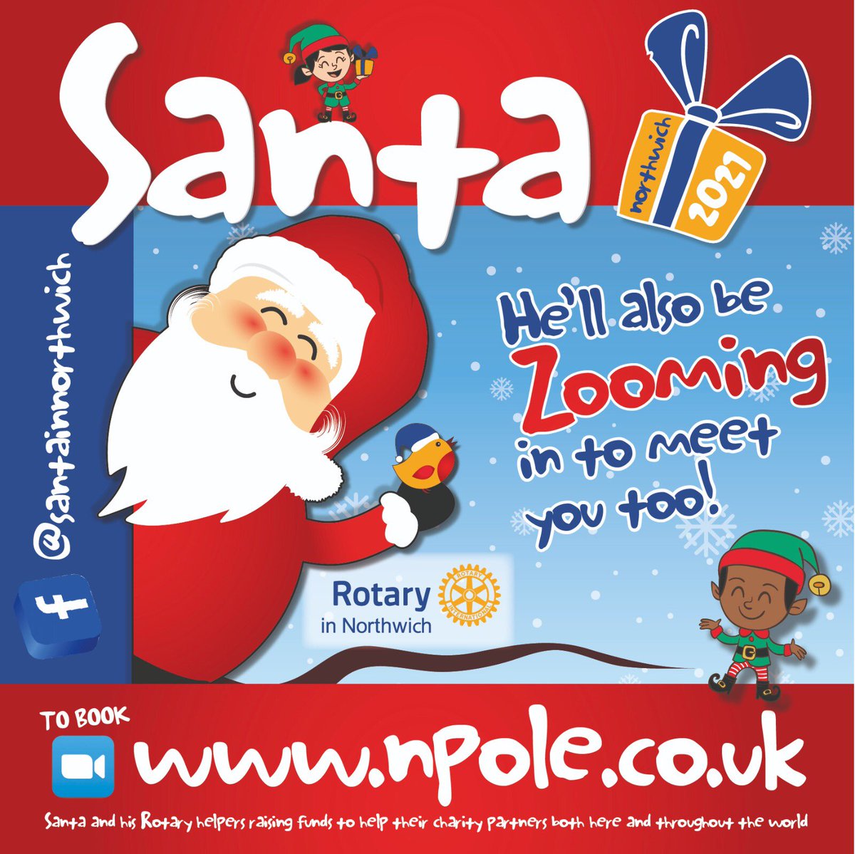 RotaryNorthwich's tweet photo. Ho, ho, ho, Santa’s Elves at Rotary in Northwich have been in touch with Santa at the North Pole and are now sharing their plans for Christmas 2021. They will appear here and on his Facebook page. @santainnorthwich https://t.co/xLv0rbASEe