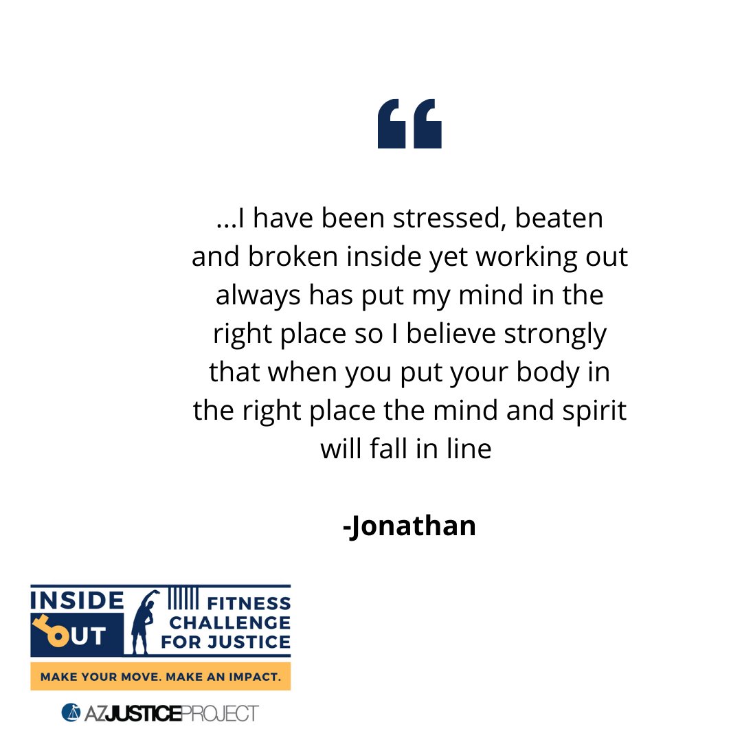 ArizonaJP's tweet photo. As we approach the workout challenges for the Inside Out Fitness Challenge for Justice, sponsored by @HiHealth, we reflect on what exercise means to our wrongfully imprisoned clients.
Register today at https://t.co/yJMOVuwS1B
#InsideOutFitnessChallenge #IOFC2021 https://t.co/HF8c4ejqWz