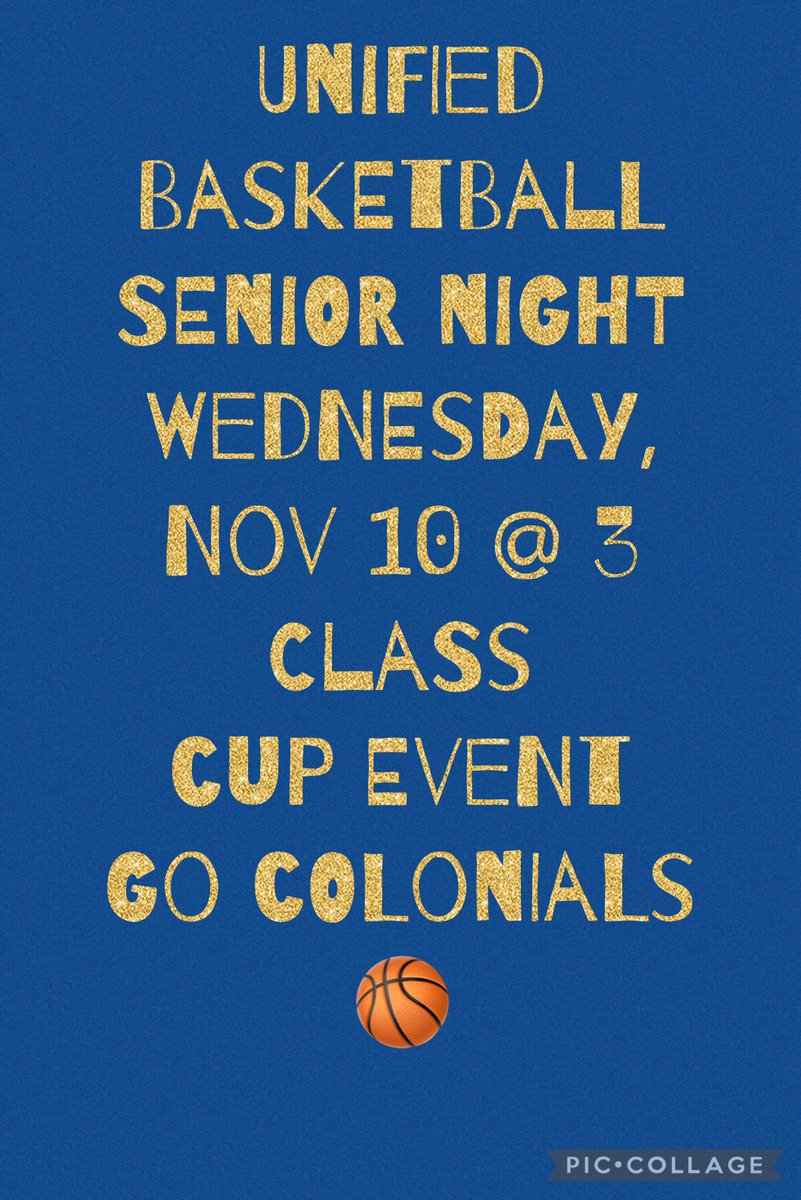 Unified Basketball SENIOR NIGHT 🏀
📅 Wednesday, Nov 10
⏰ 3PM
GO COLONIALS!