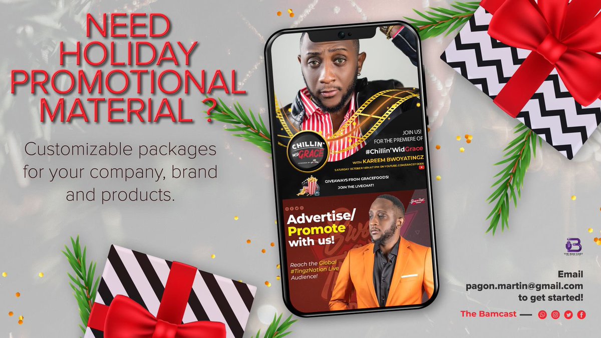 dono_v's tweet photo. #thebamcast is your go-to for all your Holiday Promotional Needs with affordable packages that wonโt break the pocket. For more info, DM them at @thebamcast or pagon.martin@gmail.com to ring in the Yuletide season TODAY. https://t.co/Qay2Zp5NtT