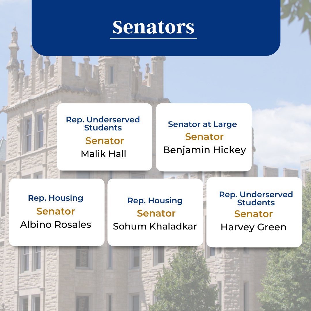 niusgaofficial's tweet photo. Introducing your current Senators at Large! Senators work on committees dedicated to specified areas of student interest in order to ensure that students are their most successful at NIU. Senate is also responsible for officially recognizing student organizations and approving https://t.co/osewqslgn7