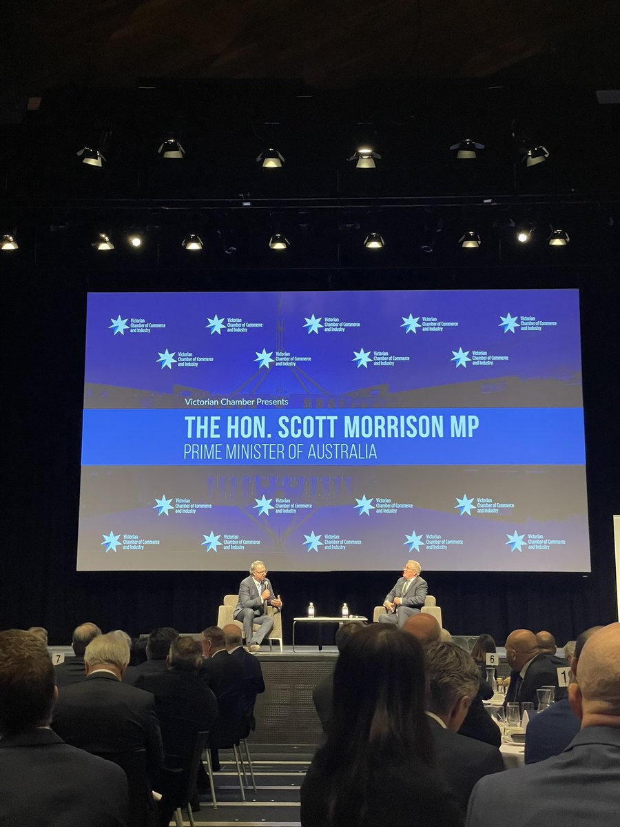 nikymac89's tweet photo. Breakfast with the Prime Minister @ScottMorrisonMP host by us at @vicchamber https://t.co/OdacUGVDQW