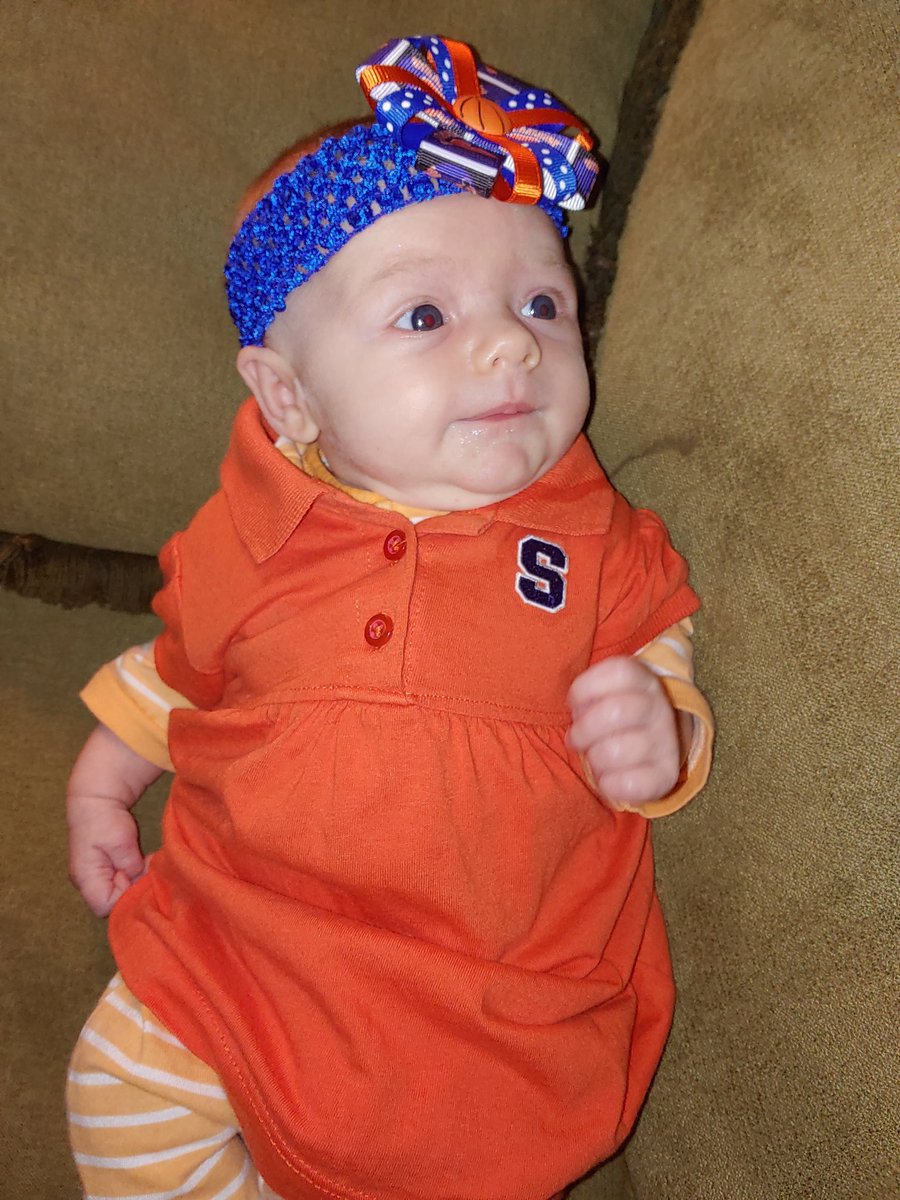 Introducing the newest Syracuse basketball fan in our family: my daughter Hailey! Good luck on the new season @Cuse_MBB and @CuseWBB! We look forward to watching some hoops!! #startthemyoung #babygirl #cuse #syracuse #syracuseorange #orangenation #newfan #bleedorange #cusemode
