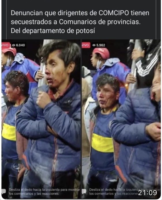 punchay5's tweet photo. Secuestro y asesinato. Es violencia fascista y racista.
Se debe proceder penalmente contra los dirigentes cívicos, empleados de Calvo y Camacho https://t.co/lbbJQ9Q505