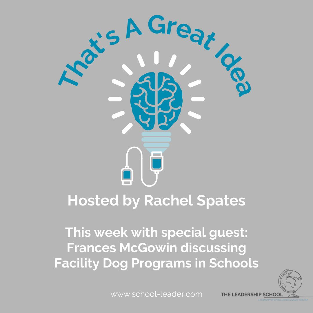 DREAM JOB ALERT! Rachel Spates chats with Frances McGowin, who works with Service Dogs of Alabama to place facility dogs in schools in the latest episode of That’s A Great Idea! Check it out on The Leadership School! 🐶