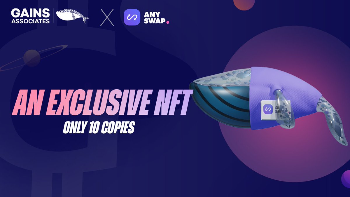 GainsAssociates's tweet photo. To celebrate the #launch of the $GAINS #token on #BSC, we are organizing a 3rd #NFT drop in #partnership with #leading #bridge #platform #Anyswap! 🚀🔥

RULES

1°: #Follow 
@GainsAssociates
 &amp; 
@AnyswapNetwork 

2°: RT &amp; tag two friends

#Drawing on December 1st 2021 https://t.co/30ohsQwcKO