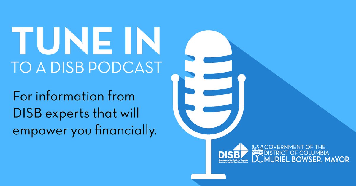 DCDISB's tweet photo. Tune in to new DISB consumer ed podcasts on auto insurance, business insurance, cryptocurrency, foreclosure scams, how to file a complaint and captive insurance!
https://t.co/PLG5ENRgdz
#consumerprotection
#DCValues
#Riskreduction
#crypto
#investing
#unexpectedevent https://t.co/IzUEMYU4jX