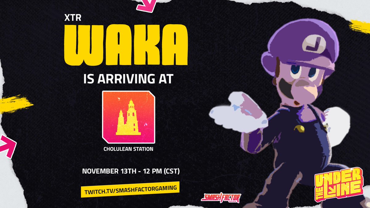 sfactorgaming's tweet image. This Cholulean Station is gonna be stacked!

@Wakitabb1 is coming back to Puebla to be a  part of Cholulean Station: Chapter #2

📅 November 13th - 12 PM (CST)
📺 twitch.tv/smashfactorgam…

#UnderTheLine #CholuleanStation