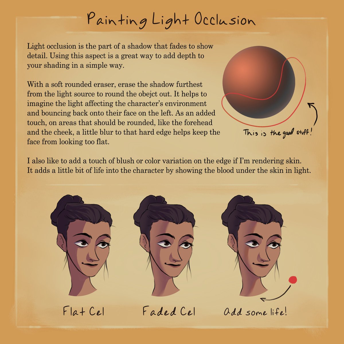 TheHoneyDripper's tweet photo. Today, a tip from Greysen to up your shading game. If you want to add a bit of depth to your cel shading, try using some light occlusion! https://t.co/jS5GK0HWUy