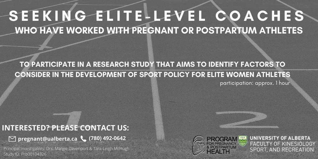 👉 Are you a coach or trainer who has worked with #Pregnant or #Postpartum elite athletes?  

Consider participating in our one hour zoom interview from anywhere in the 🌎!  

For more info: 
redcap.ualberta.ca/surveys/?s=LX7…

Or contact pregnant@ualberta.ca

🙏 for sharing!!  #Olympics
