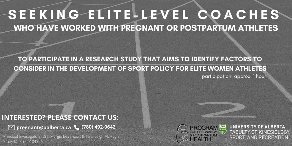 👉 Are you a coach or trainer who has worked with #Pregnant or #Postpartum elite athletes? Consider participating in our one hour zoom interview from anywhere in the 🌎! For more info: redcap.ualberta.ca/surveys/?s=LX7… Or contact pregnant@ualberta.ca 🙏 for sharing!! #Olympics