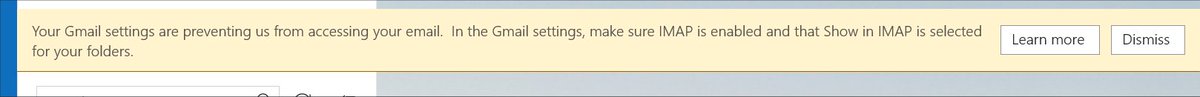 Eugenome's tweet image. @Windows The &quot;dismiss&quot; button doesn&apos;t work for this notification on Mail if labels are turned off in Gmail (Show in IMAP boxes unchecked) #Windows #WindowsMail