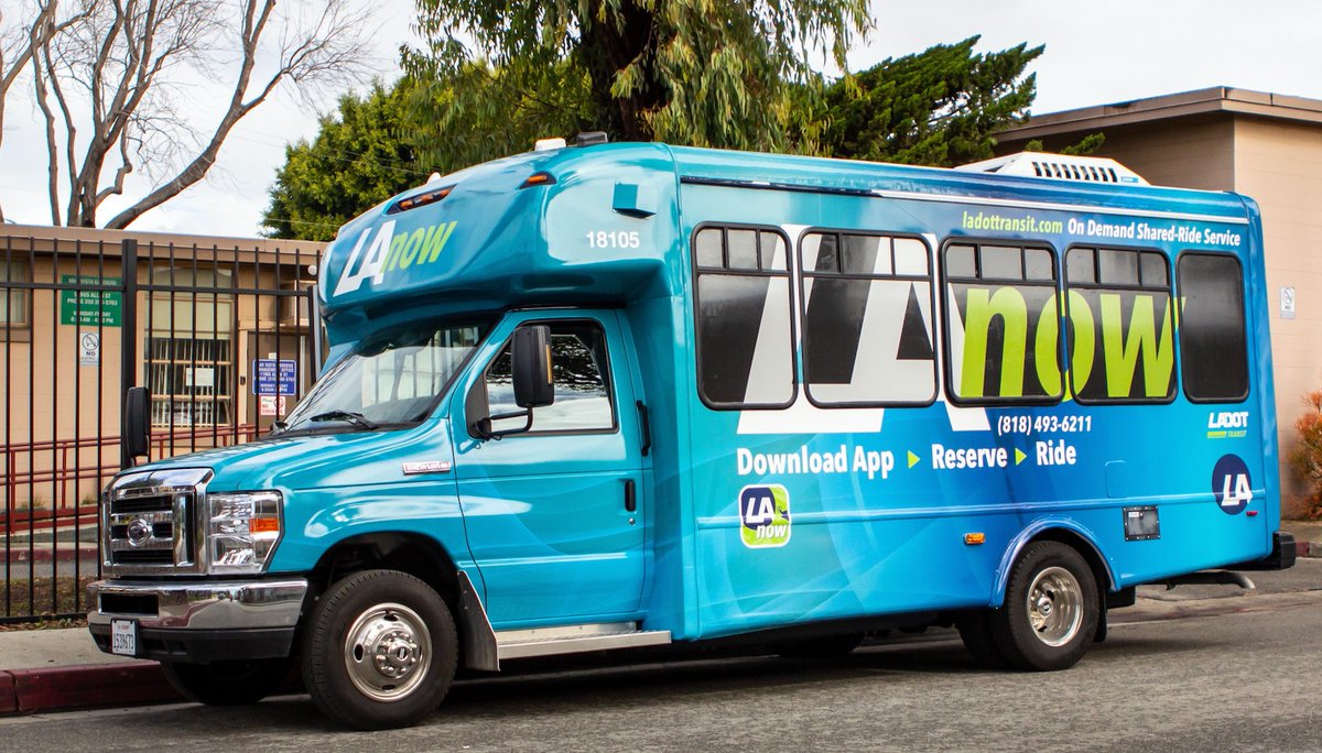 LADOTofficial's tweet photo. On Demand rides are back and FREE during this month of gratitude. Our LA Now shared-ride service is here to help you get around town. Get started today, download the app on your mobile device. #LADOT #LANow #Free https://t.co/pCLQvBNpvG
