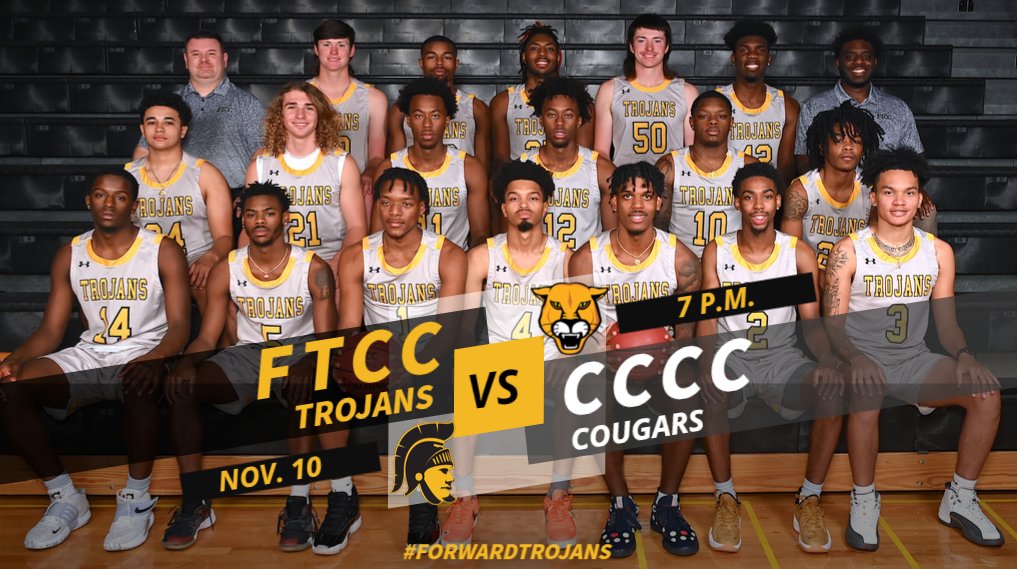 ftccathletics's tweet photo. 🗣️GAME DAY❗

🏀FTCC Men's Basketball is home for the first time this season tonight! The Trojans welcome @Region10Sports opponent @iamcccc

📍 Reid Ross Classical
⌚ 7 pm
🎟️ FREE ADMISSION
😷 Masks required

#ForwardTrojans https://t.co/YeZaOWzcgg