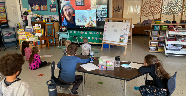 KLSchools's tweet photo. IMES students K-3 had some serious fun @storyguy1!
His virtual visit included time to read Clark the Shark & Big Bad Baby aloud, give a drawing lesson and answer students’ questions. Thank you IMES PTO for providing our students with this incredible experience. #KLActiveLearning https://t.co/v6FjE3JbCd
