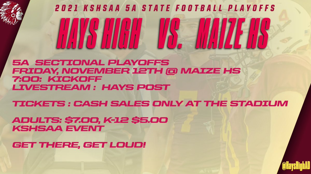 5A State SECTIONAL Playoffs! .  Only the 3rd time in school history to play an 11th game. The band will be there!  Spirit bus is going!   Two great teams with great players will be goin' at it to move on towards the championship!   LET'S GET THERE AND GET LOUD!  GO INDIANS!