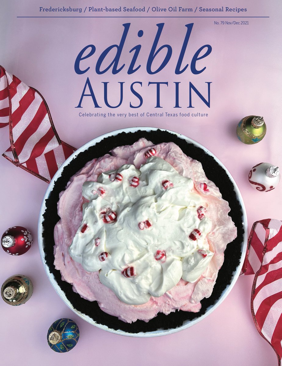 Time for the Nov/Dec issue! We visit Fredericksburg, plant-based seafood, AWESOME Chocolate Mint Pie &amp; mo.’ Pick up at <a href="/CentralMarket/">Central Market</a> <a href="/HEB/">H-E-B</a> <a href="/WholeFoods/">Whole Foods Market</a> &amp; online at edibleaustin.com/index.php/maga…   #AustinTx #austinfoodies #supportsmallbusiness #supportfarmers