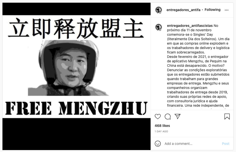 FGuojiang's tweet photo. https://t.co/DR4TqHoOuU Support from Entregadores Antifascistas, Brazil! Thanks so much for the heartwarming solidarity messages, and thanks so much for helping spread the words! Their instagram account: https://t.co/dObwSN79id https://t.co/mPyXlTriwC