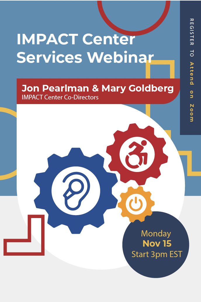 idea_2_IMPACT's tweet photo. Wonder what the IMPACT Center is and what it can do to help with your technology translation? Then sign up for our webinar taking place Monday, Nov 15th at 3pm EST. Register today https://t.co/T4sno4DRaV @PittSHRS @ACLgov #impactcenter #webinar #attt #techtransfer https://t.co/BChaQWUlEc