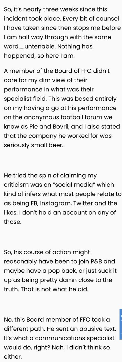 FFCSupporters's tweet image. This message was posted earlier this evening by a Falkirk fan on the fans forum ‘Pie and Bovril’…

Needless to say, the position of the current Board member in question is now completely untenable.