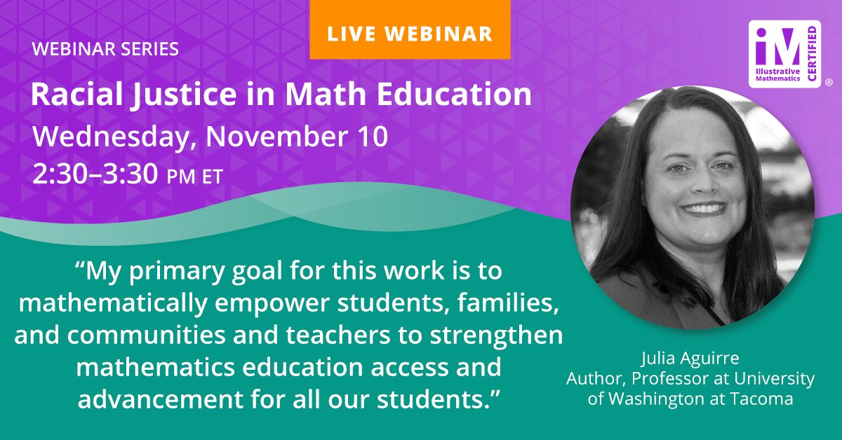 Meet our panelist: Julia Aguirre <a href="/JuliaAguirre23/">Julia Aguirre</a>, Author and Professor at University of Washington at Tacoma, will join the conversation on Racial Justice in Math Education on Nov. 10 at 2:30pm ET. Register now to attend the webinar. ow.ly/OA4g50GvHYP