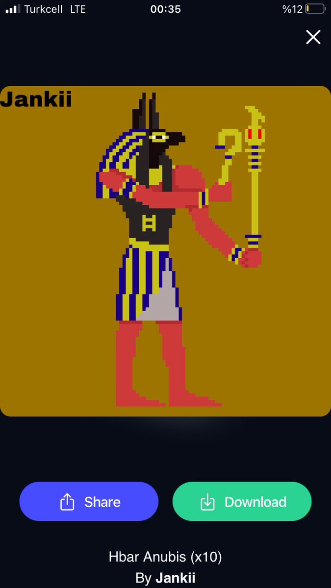 JankiiNFT's tweet photo. Hbar Anubis-The Egyptian God!!!
God of death😬😬😬
 
Pieces:10

Price:25Hbar

DM to buy!!!

#NFT #NFTCommunity #NFTs #NFTartist #nftcollector #nftart #HBAR #Hedera https://t.co/bZUmThGOlL