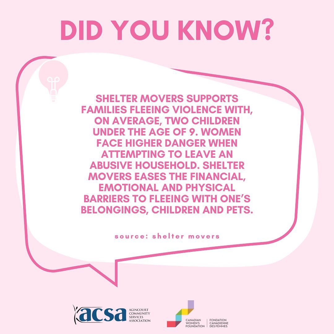 ACSAtoronto's tweet photo. DAY 9: #25DaysofActivism Against GBV.
🌟Organization Spotlight🌟
Shelter Movers is a national, volunteer-powered charitable organization providing moving & storage services at no cost to women and children fleeing abuse.
Check it out👇🏽
#EndGBV https://t.co/rcBw1KoC9x