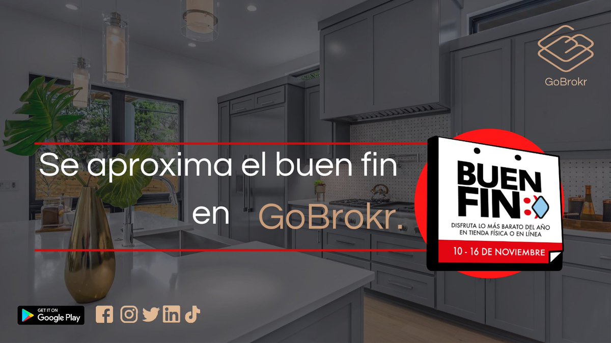 GoBrokr's tweet photo. Muy pronto llegará el buen fin en GoBrokr.🗓
"Con GoBrokr no busques, encuentra"📲
#BuenFin #servicio #oportunidad #app #GoBrokr #membresías #confianza #BuenFin2021 #inmuebles #GooglePlay #Seguridad #casa #terrenos #comprador #venta https://t.co/UAGz1panEM
