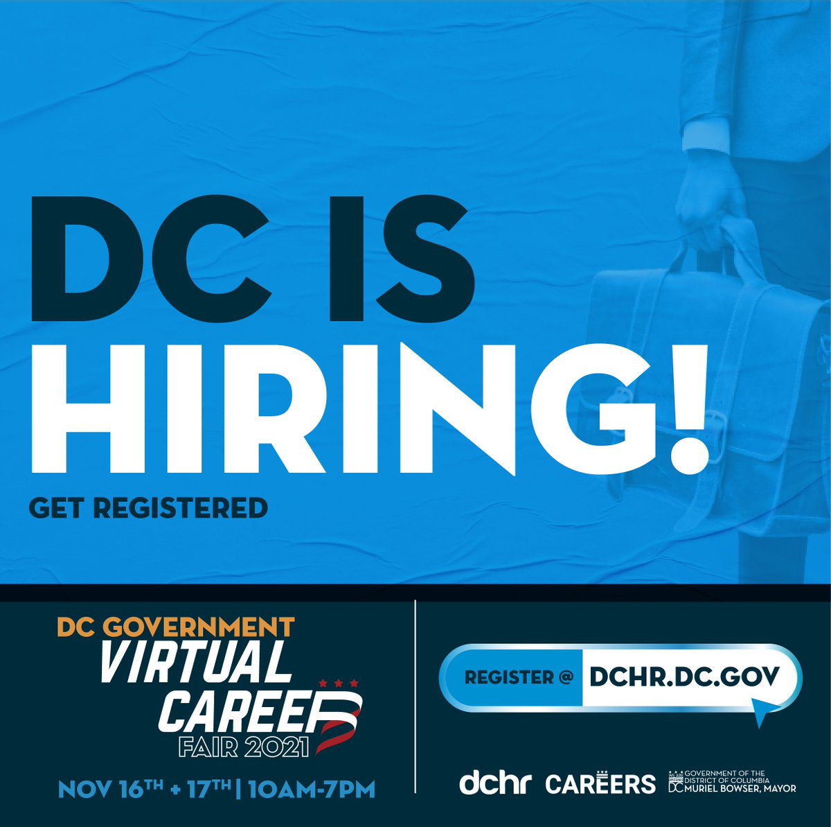 DC Dept. of Human Resources (@dchrdc) on Twitter photo #HiringAlert <a href="/dchrDC/">DC Dept. of Human Resources</a> is partnering with several District Government agencies on November 16th & 17th, between 10 am and 7 pm, to fill close to 100 positions at <a href="/OSSEDC/">OSSE</a>, <a href="/DCHumanServ/">DC Department of Human Services</a>, <a href="/_DCHealth/">DC Health</a>, <a href="/DMPEDDC/">DMPED</a>, <a href="/DCDHCD/">DC Department of Housing and Community Development</a>, <a href="/DYRSDC/">DYRS</a>, <a href="/DCOCP/">DC Procurement</a> and more!
Get Registered: app.brazenconnect.com/a/dcgov/e/ZDOjn #HiringAlert <a href="/dchrDC/">DC Dept. of Human Resources</a> is partnering with several District Government agencies on November 16th & 17th, between 10 am and 7 pm, to fill close to 100 positions at <a href="/OSSEDC/">OSSE</a>, <a href="/DCHumanServ/">DC Department of Human Services</a>, <a href="/_DCHealth/">DC Health</a>, <a href="/DMPEDDC/">DMPED</a>, <a href="/DCDHCD/">DC Department of Housing and Community Development</a>, <a href="/DYRSDC/">DYRS</a>, <a href="/DCOCP/">DC Procurement</a> and more!
Get Registered: app.brazenconnect.com/a/dcgov/e/ZDOjn