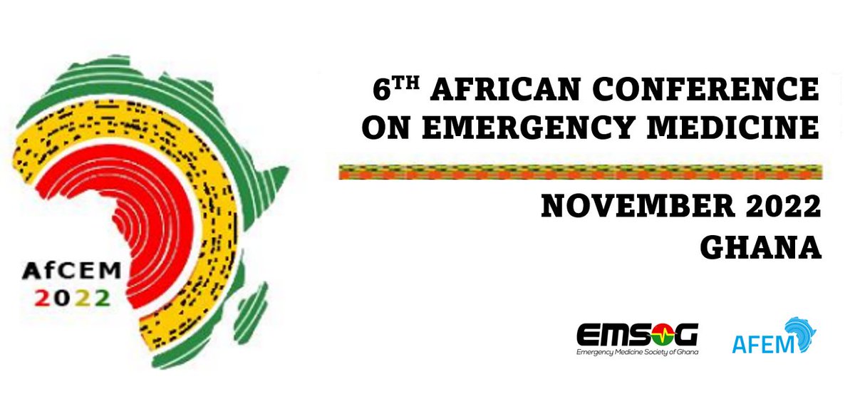 All roads lead to Ghana in November 2022. 6TH AFRICAN CONFERENCE ON EMERGENCY MEDICINE #afcem2022 @IFEM2 @IFEMPresElect @EuropSocEM @ACEP_IEM @ACEPNow @WHOAFRO @bad__EM @afemafrica @EmergencyMedBMJ @EMNews @mohgovgh @EMKeFoundation @WADEM_PDM @gemlrgroup @CRIMEDIM