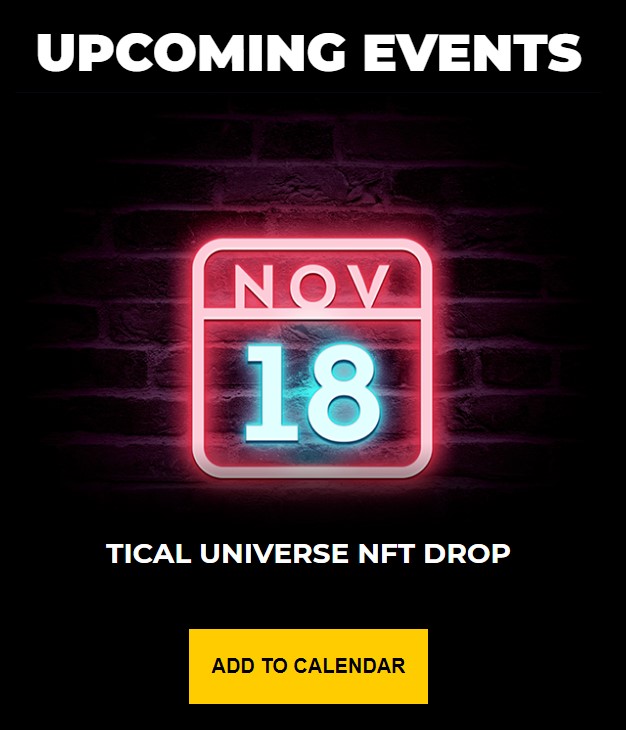 TuneGO's tweet photo. TICAL UNIVERSE NFT DROP
THURSDAY, NOVEMBER 18TH
MORE DETAILS COMING SOON🎵

@flowverse_ @methodman @TicalWorld https://t.co/JITRb8QtQp