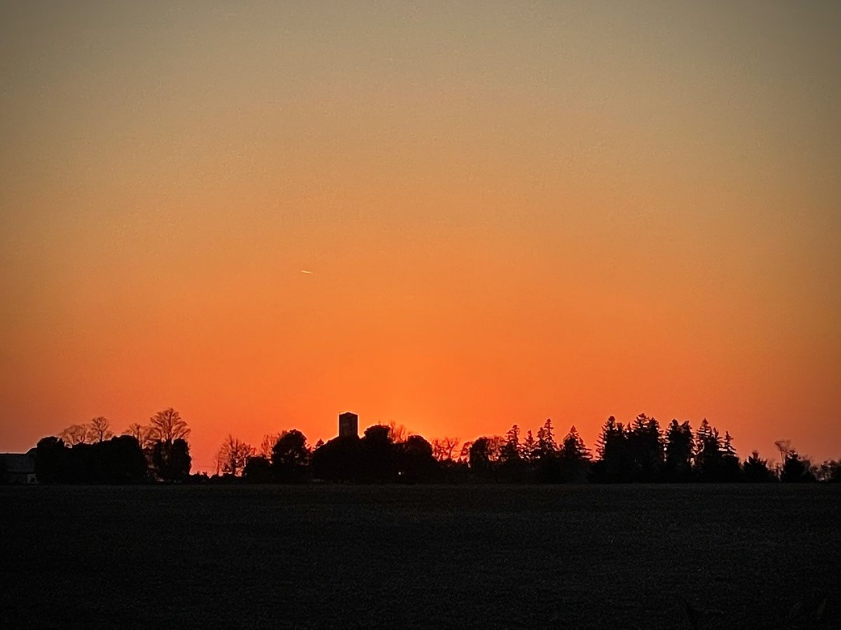 Not much of a sunset tonight, with a cold rain having moved in, so here’s last night’s sunset, with what I’m calling a farmscape.