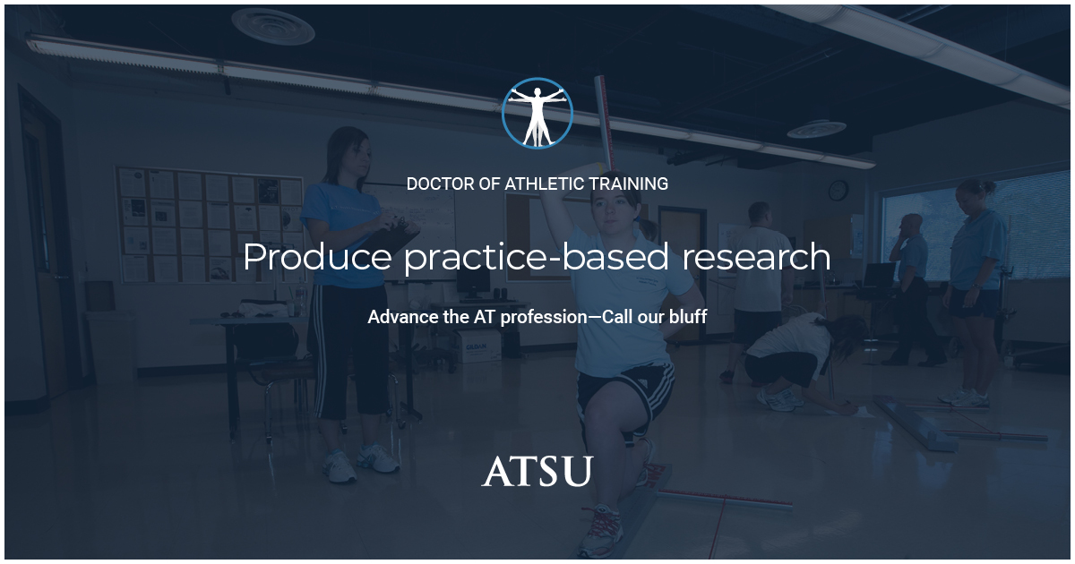 ATprograms_ATSU's tweet photo. The #DAT educates students on how to improve the quality of care they provide using patient outcomes and conducting practice-based research.
Learn what the #DAT has to offer: https://t.co/0B45uVzGjy
#DAT #AthleticTraining #DoctoralDegree #AthleticTrainingProgram https://t.co/BANIbUN4mH