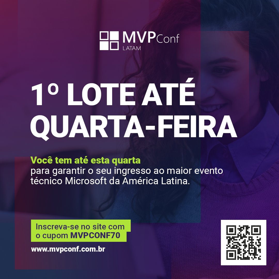 MVPConference's tweet photo. Sua carreira profissional está a um passo de se tornar memorável 😉 Quer dar esse passo?
Então vem pro MVPConf 2021 🤩
O primeiro lote será somente até AMANHÃ!!
Visite o site e utilize o cupom MVPCONF70 😃
#MVPConf2021 #MVPBuzz #FASAmazonia #EuCuidoDaAmazonia https://t.co/giNsxaXpqM