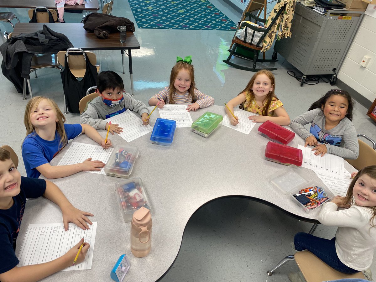 Kindergarten students have been working on building their number sense! Today, we made a human number line &amp; practiced counting up &amp; down from various numbers. In ELA RTI, students worked hard on their letter formations 😁