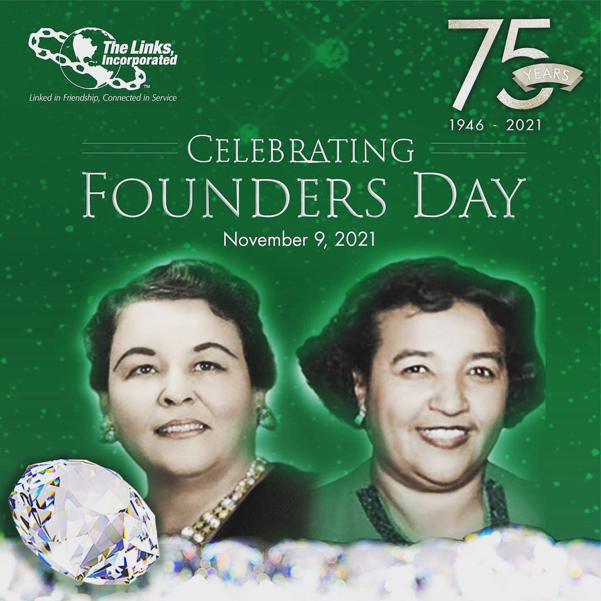 Happy Founders Day to The Links, Incorporated! Celebrating 75 Years of Shaping Our Future! It is my honor to lead us into the next 75 years of being Linked in Friendship, Connected in Service.💎💎 #linksinc #links75 #linksdiamondjubilee #links75years #friendshipandservice