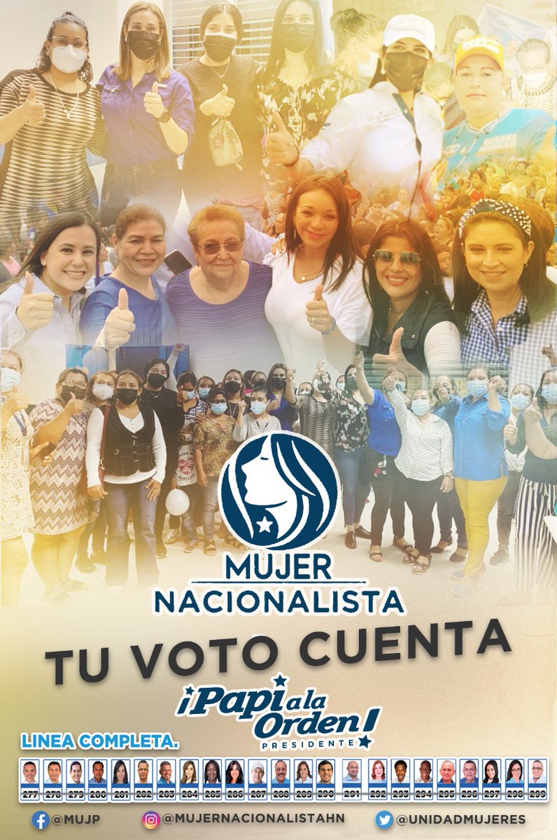 La democracia se ejerce en las urnas, tu voto cuenta #MujerNacionalista. 
Este 28 de noviembre todas a votar por <a href="/titoasfura/">Papi a la Orden</a> a la Orden, candidatos a alcaldes y todo todito por los diputados.
#UnidosPodemos