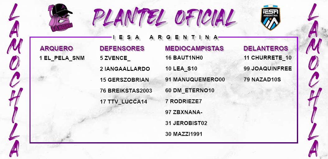 Estos son los jugadores que van a estar representando a la mochila esta temporada. Listos para pechear otro ascenso 🥵