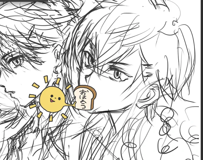 おはようございます色々描いてる☺️
ラフ増えてる😂 