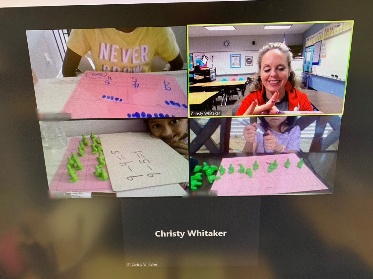 dancerchristy16's tweet photo. Small Math Groups via Zoom! The kids have learned how to angle their computer screens π» juuust right so I can see what they are working on. β€οΈ I love these kids!!! #HISD_Virtual @1stgrade_PFE @HumbleISD_PFE https://t.co/Jv57wKpAkm