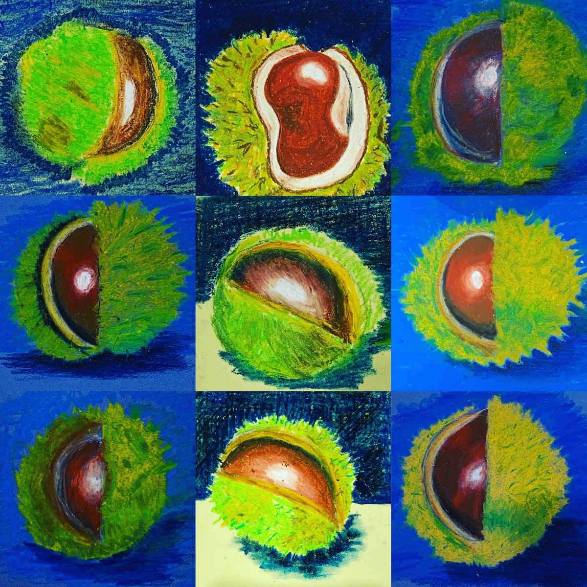 Amazing fact: the word conker comes from the game conkers….ie I will Conquer you! #revelation

These were created in oil pastel. Aren’t they great! 

#draw #Drawing #DrawingClass #learntodraw #kajabihero  #createartschool #sketchbookschool #createartschoolclub #freedrawingclass