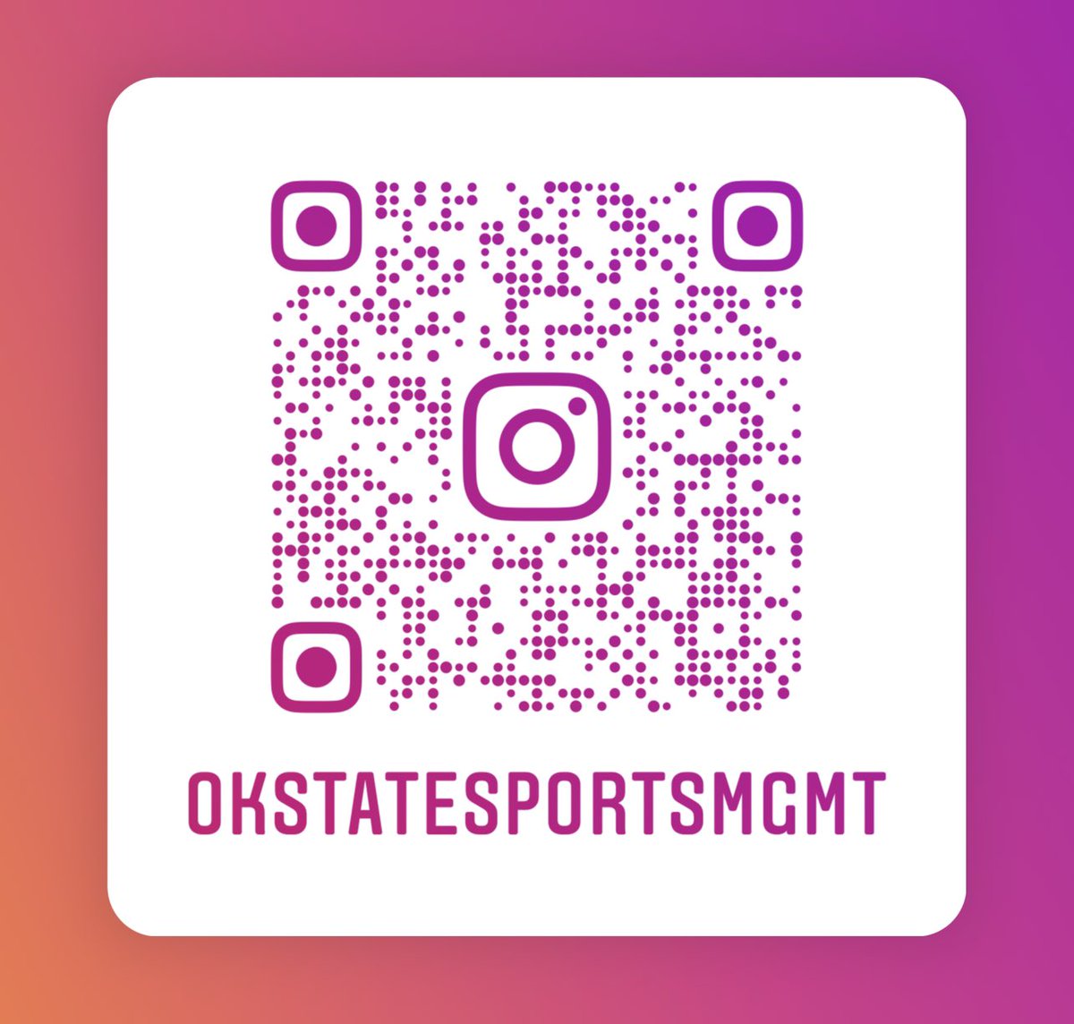OSU_Sports_Mgmt's tweet photo. 🚨Follow us on Instagram!🚨

@okstatesportsmgmt https://t.co/7pigm4QwWX